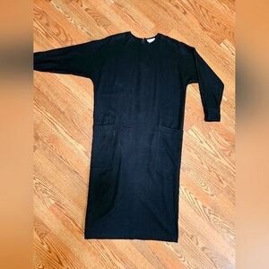 VINTAGE 90s CALVIN KLEIN STUDIO Black Wool Maxi Dress